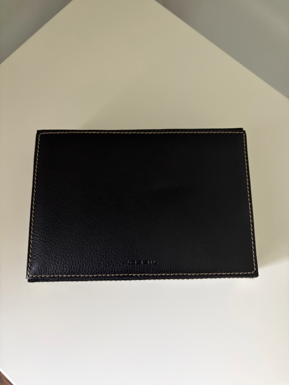 Fossil Small Black Leather Jewelry Box
